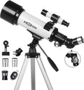Telescope for Kids & Adults - 70mm Aperture 500mm AZ Mount Fully Multi-Coated Optics Astronomical refracting Portable Telescopes, with Tripod Phone Adapter, Carrying Bag, Remote Control White