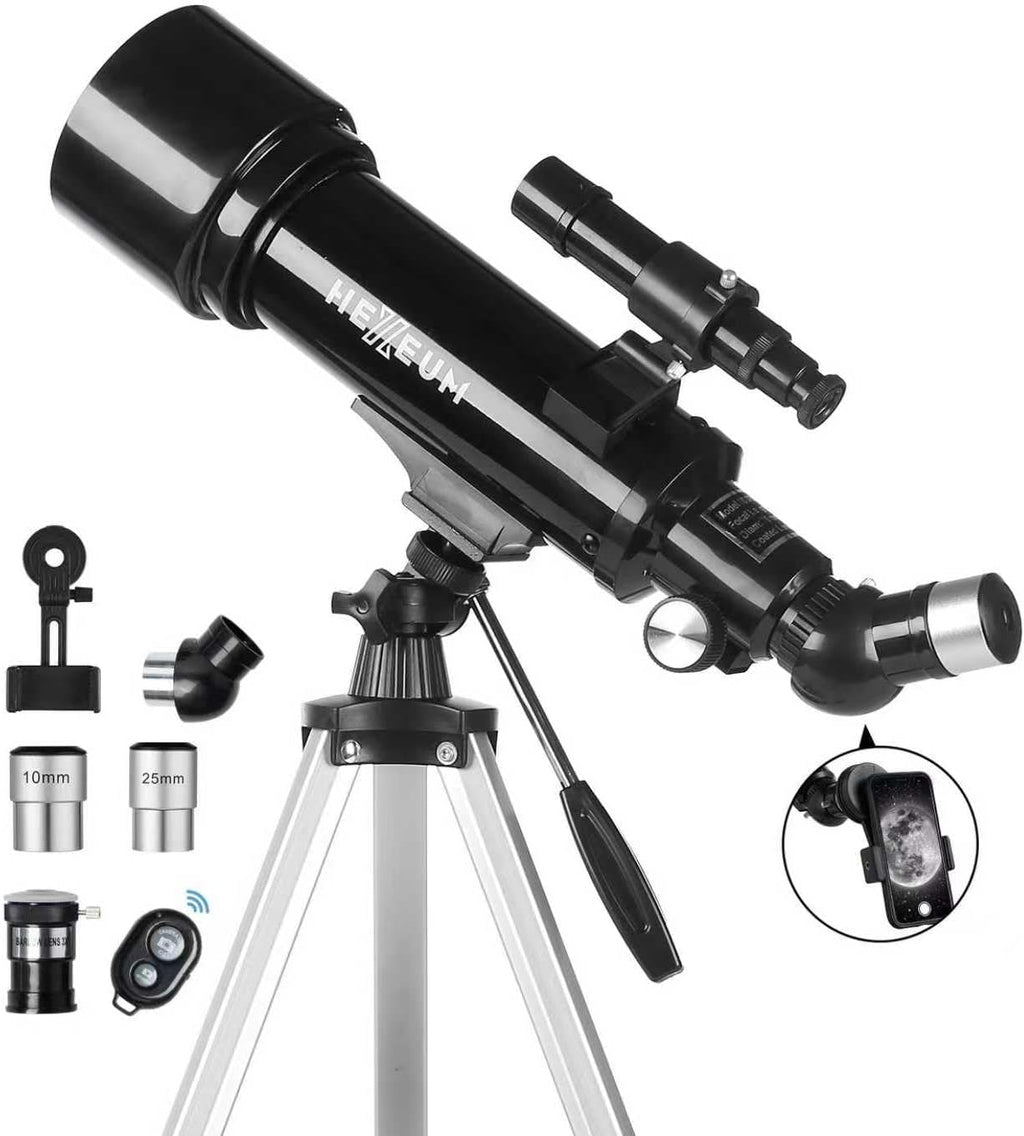 Telescope 70mm Aperture 500mm - for Kids & Adults Astronomical Refracting Telescopes AZ Mount Fully Multi-Coated Optics, with Diagonal Mirror Phone Adapter, Carrying Bag, Wireless Remote Black