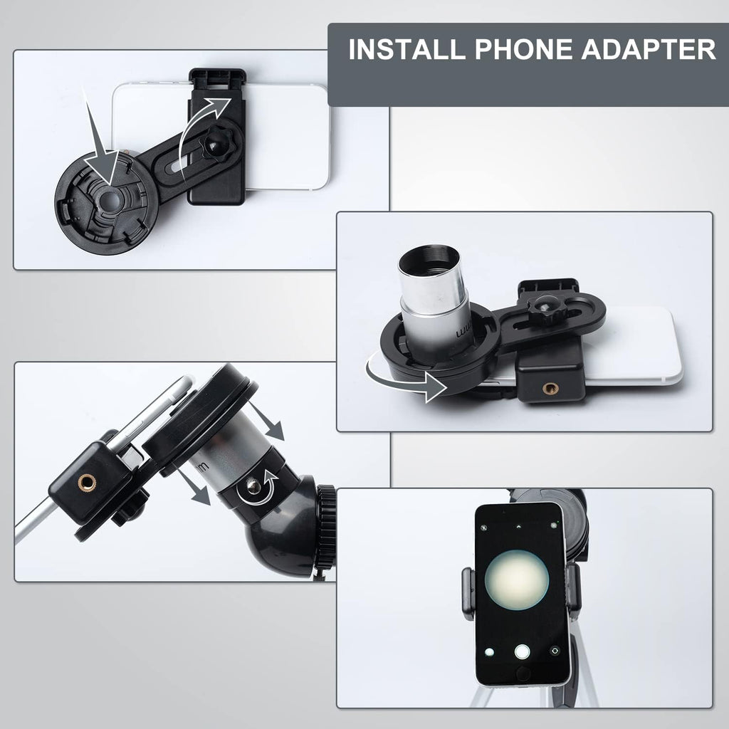 Telescope 70mm Aperture 500mm - for Kids & Adults Astronomical Refracting Telescopes AZ Mount Fully Multi-Coated Optics, with Diagonal Mirror Phone Adapter, Carrying Bag, Wireless Remote Black