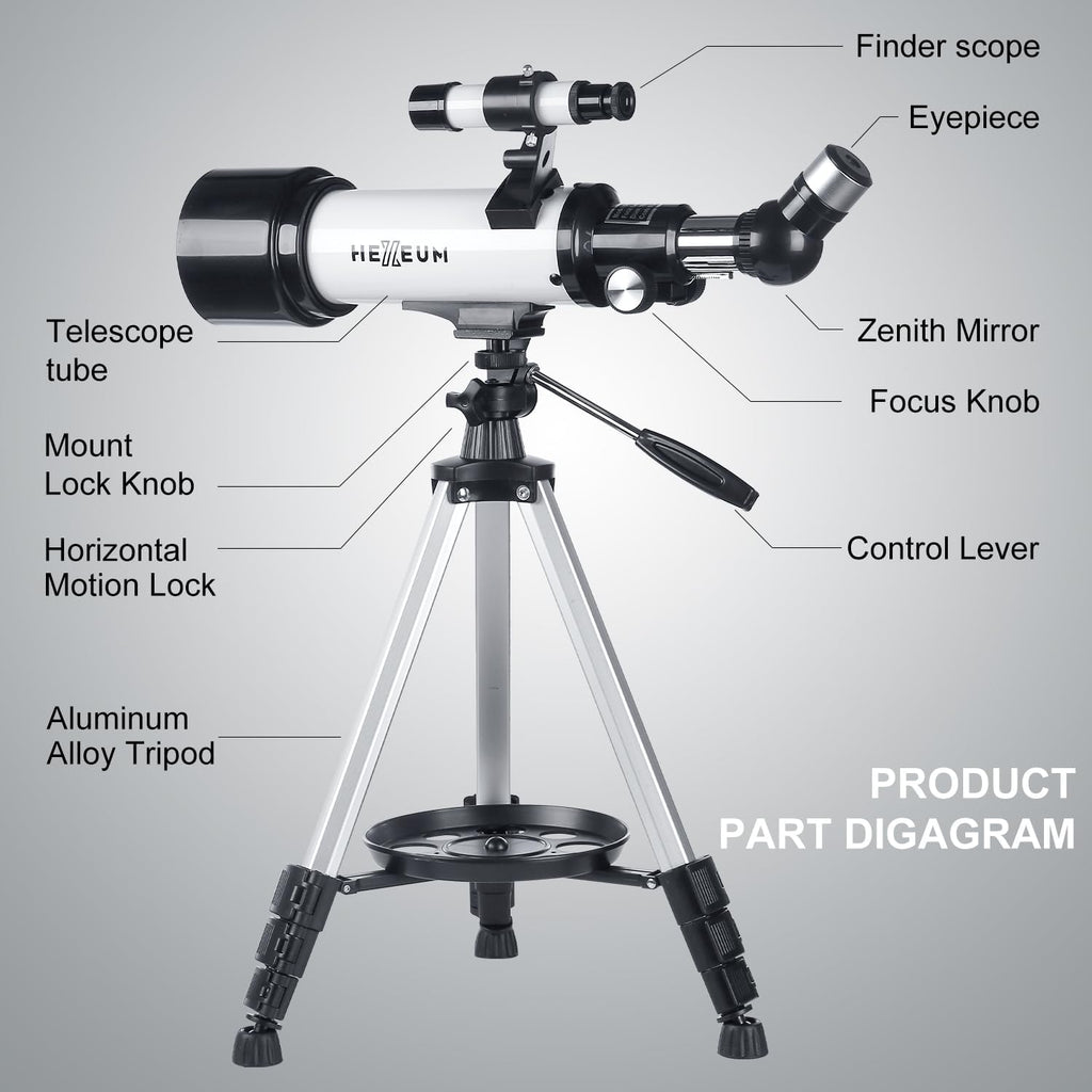 Telescope for Kids & Adults - 70mm Aperture 500mm AZ Mount Fully Multi-Coated Optics Astronomical refracting Portable Telescopes, with Tripod Phone Adapter, Carrying Bag, Remote Control White