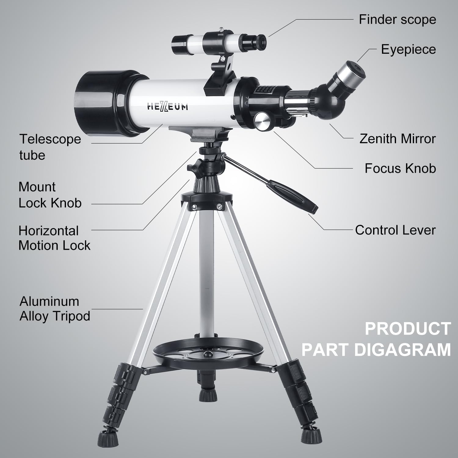 Telescope for Kids & Adults - 70mm Aperture 500mm AZ Mount Fully Multi-Coated Optics Astronomical refracting Portable Telescopes, with Tripod Phone Adapter, Carrying Bag, Remote Control White