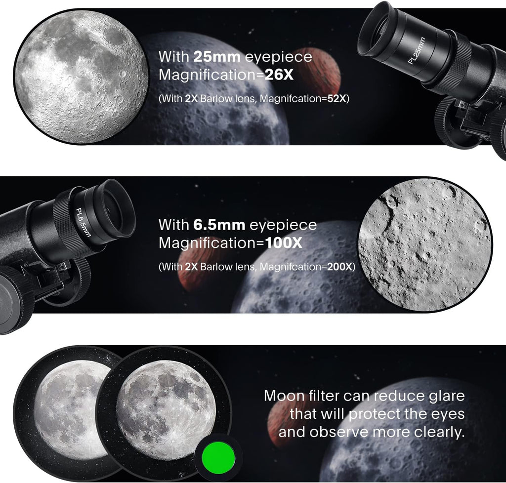 Telescope for Adults & Beginner Astronomers - 80mm Aperture 600mm Fully Multi-Coated High Transmission Coatings with AZ Mount Tripod Phone Adapter, Carrying Bag, Wireless Control.