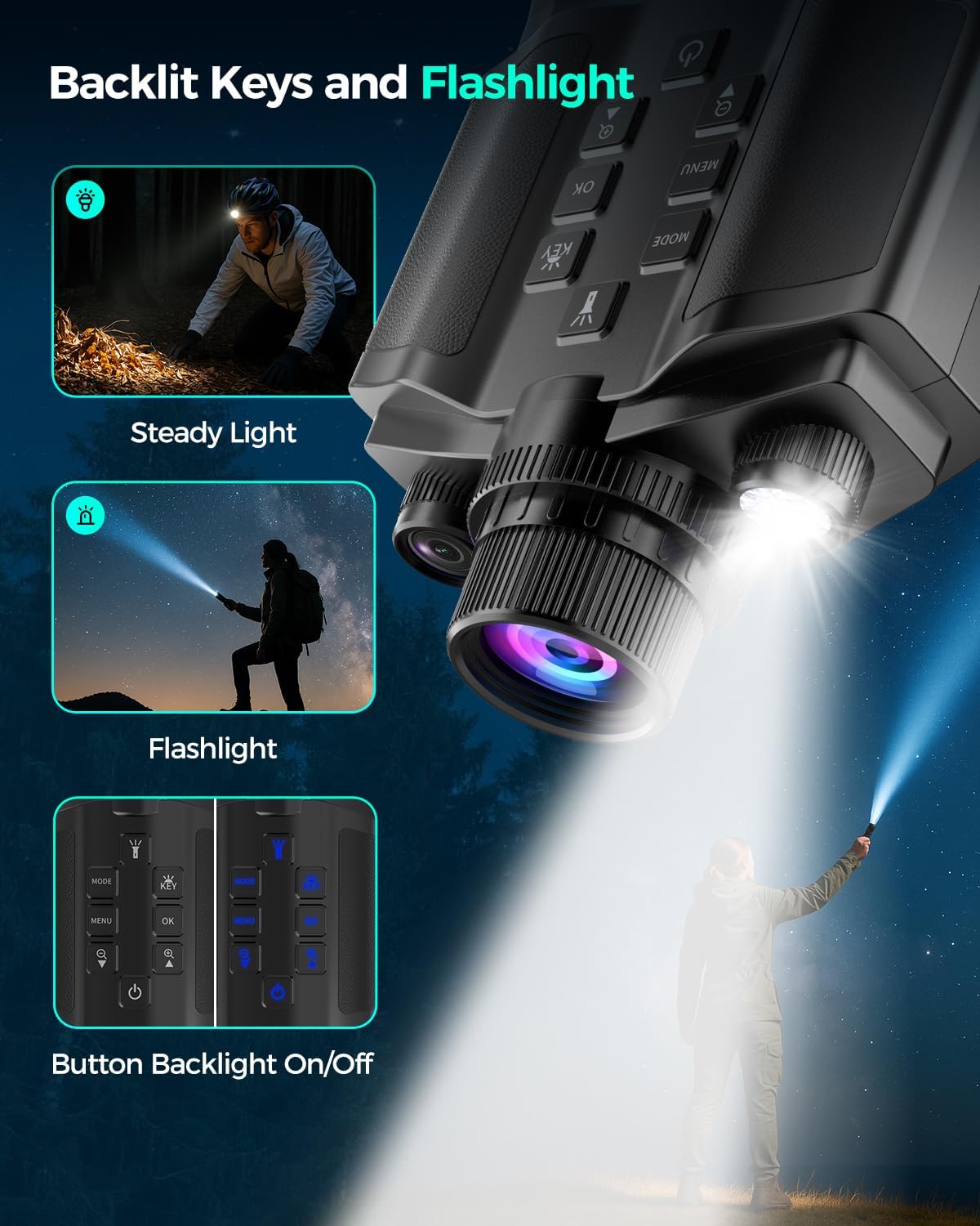 Night Vision Goggles for Adults, 3.99" HD Screen, 10000mAh Rechargeable Night Vision Binoculars with 64GB Card for Hunting Camping Surveillance