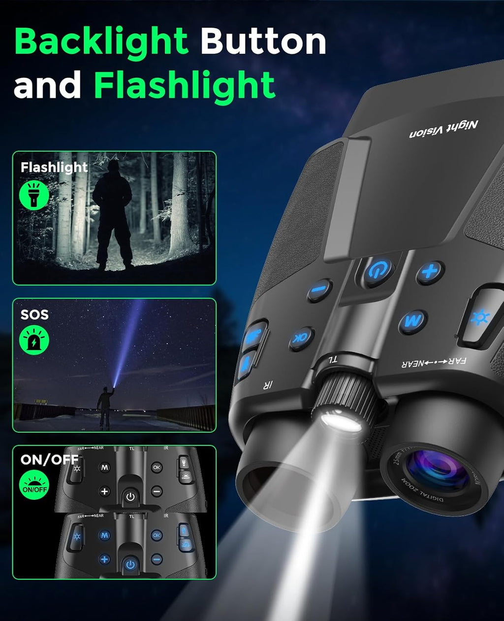 Night Vision Goggles, 4K Night Vision Binoculars with 3.99" HD Screen, 10000mAh Rechargeable, 64GB Card Included for Wildlife Observation & Surveillance