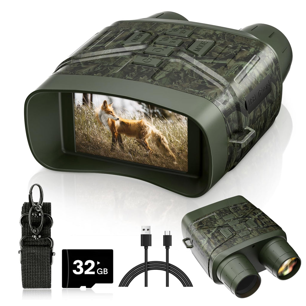 Night Vision Goggles for Adults, 3" HD Screen, 5000mAh Rechargeable Night Vision Binoculars with 32GB Card & 4K Video Recording for Wildlife, Hunting, Security