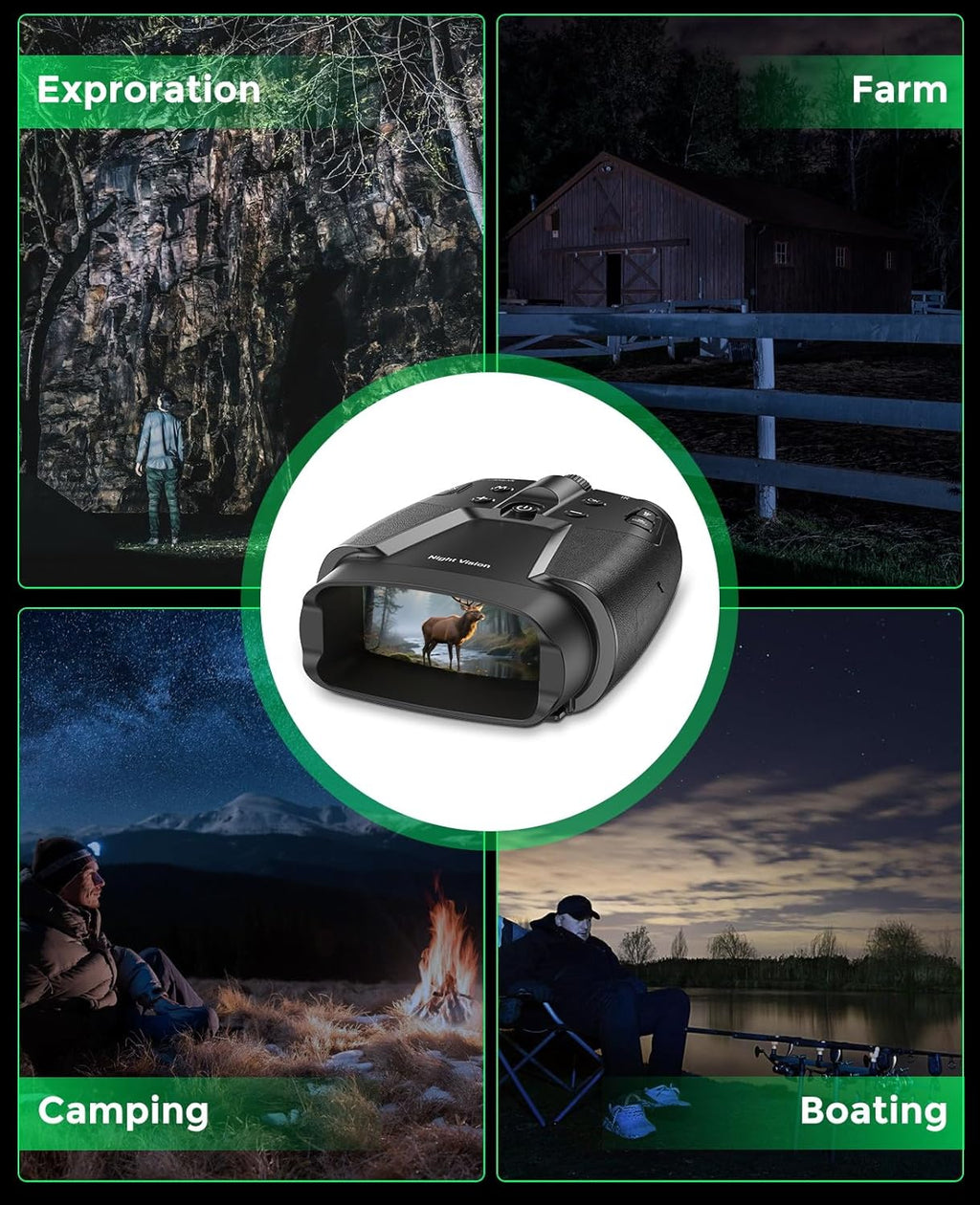 Night Vision Goggles, 4K Night Vision Binoculars with 3.99" HD Screen, 10000mAh Rechargeable, 64GB Card Included for Wildlife Observation & Surveillance